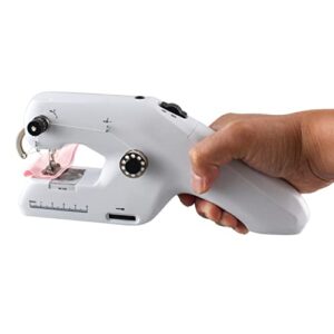 MICHLEY SewSimple Portable Handheld Sewing Machine with Two-Thread lockstitch, 9.4-inches by 2.3-inches by 3.9-inches, White