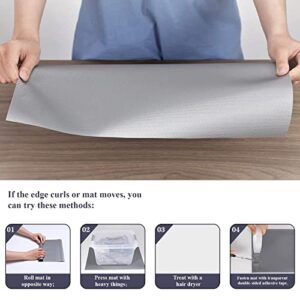 Hersvin Shelf Liner, 17.5" x20' Non-Adhesive Drawer Liners EVA Kitchen Cupboard Cabinet Covering Undersink Mat Washable Fridge Lining Paper (Gray/Diamond)