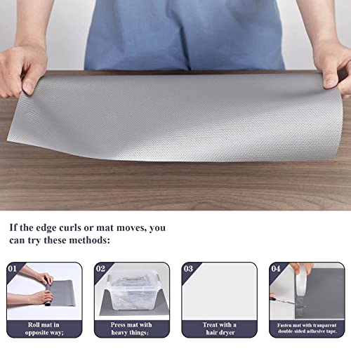 Hersvin Shelf Liner, 17.5" x20' Non-Adhesive Drawer Liners EVA Kitchen Cupboard Cabinet Covering Undersink Mat Washable Fridge Lining Paper (Gray/Diamond)