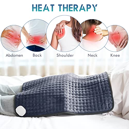 DAILYLIFE Heating Pad 20"x24" for Pain Relief, Microplush Electric Heating Pads with 6 Heat Settings, Fast-Heating Technology, Auto Shut Off, Great for Back, Neck, and Cramps, Deep Blue