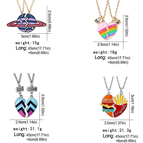 2 Pcs Friendship Pendant Necklace for Women 2-Split Best Friend Forever Necklace Funny Burger and Fries Statement Necklace Teen Girls Jewelry Birthday Gifts Gold Moon Pendant (as show, One Size)