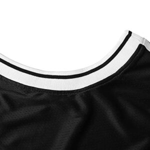 MESOSPERO Blank Basketball Jersey 90S Hip Hop Clothing for Party,Mens Plain Mesh Athletic Practice Sports Shirts S-3XL (3X-Large, Blank-Black)