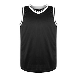 MESOSPERO Blank Basketball Jersey 90S Hip Hop Clothing for Party,Mens Plain Mesh Athletic Practice Sports Shirts S-3XL (3X-Large, Blank-Black)