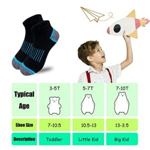 JAMEGIO Boy Socks12 Pairs Kids' Low Cut Socks Half Cushion Sport Ankle Athletic Cotton Socks(7-10 Years)