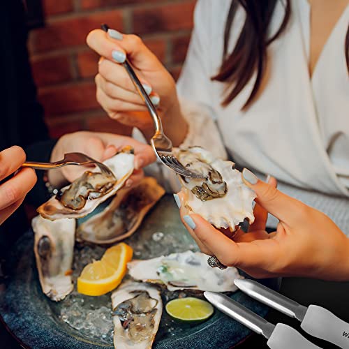 WENDOM Oyster Shucking Knife 4Pcs White Oyster Opener Stainless Steel Oyster Shucker New Haven Style with Non-slip Handle for Kitchen Seafood Tools