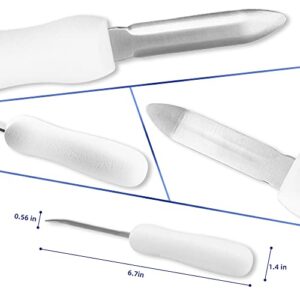 WENDOM Oyster Shucking Knife 4Pcs White Oyster Opener Stainless Steel Oyster Shucker New Haven Style with Non-slip Handle for Kitchen Seafood Tools