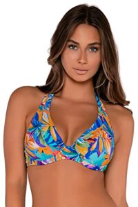sunsets muse halter women's swimsuit bikini top with underwire & removable cups, alegria, 32dd