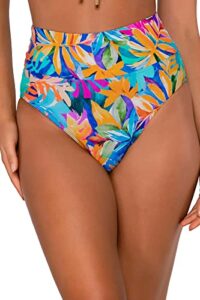 sunsets hannah foldover high waist women's swimsuit bikini bottom, alegria, 16