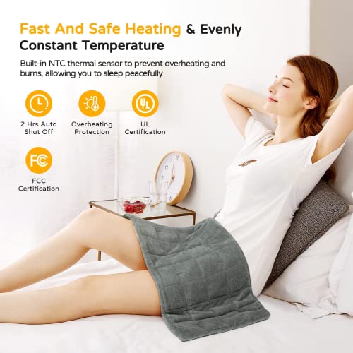 Weighted Heating Pad for Back Pain Relief, 2.2lb Large Electric Heating Pads for Cramps Neck Shoulder, 4 Heating Levels with Auto Shut Off, Fast Heating Dry& Moist Therapy Options Washable 12"x24"