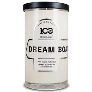 100hrs highly scented candle 3.14x6, 18.5oz - longest burning time wax, smokeless cotton wick, pleasant relaxing romantic scents, popular gift for home, women, men - dream boat