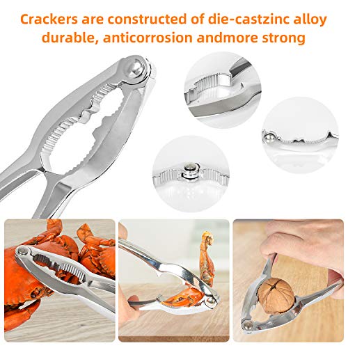 12 Piece Seafood Tools Set Nut Cracker Crab Lobster Set, includes 4 Stainless Steel Crab Cracker, 4 Crab Leg Forks Pick, 4 Opener Shellfish Lobster Leg Sheller, Perfect for kitchen, Party, Picnics