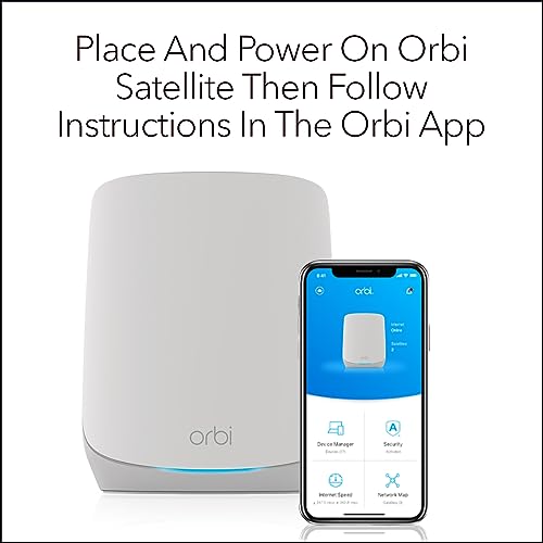 NETGEAR Orbi Whole Home Tri-Band Mesh WiFi 6 Add-on Satellite (RBS760) – Works with Your Orbi WiFi 6 System - Adds Coverage up to 2,500 sq. ft. - AX5400 up to 5.4Gbps