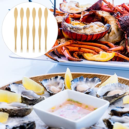 DOITOOL Shortbread 6 Pcs Stainless Steel Seafood Forks Picks Lobster Forks Crab Picks Nut Forks Shellfish Picks Seafood Tools for Crab and Lobster Golden Seafood Crackers and Tools Lobster Crackers