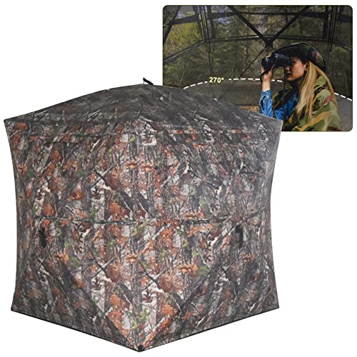 Seeutek Hunting Blind, See Through Hunting Blinds 270 Degree with Carrying Bag, 3 Person Pop Up Ground Blinds for Deer Hunting, Portable Durable Deer Blind for Hunting.