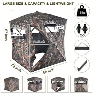 Seeutek Hunting Blind, See Through Hunting Blinds 270 Degree with Carrying Bag, 3 Person Pop Up Ground Blinds for Deer Hunting, Portable Durable Deer Blind for Hunting.