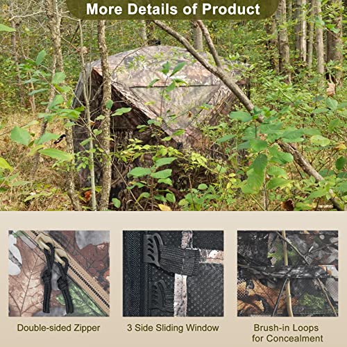 Seeutek Hunting Blind, See Through Hunting Blinds 270 Degree with Carrying Bag, 3 Person Pop Up Ground Blinds for Deer Hunting, Portable Durable Deer Blind for Hunting.