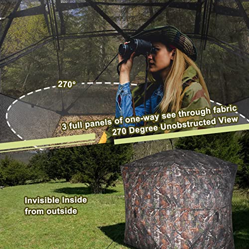 Seeutek Hunting Blind, See Through Hunting Blinds 270 Degree with Carrying Bag, 3 Person Pop Up Ground Blinds for Deer Hunting, Portable Durable Deer Blind for Hunting.