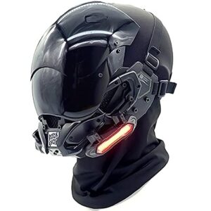 suizu cyberpunk mask for men, halloween mask, cosplay mask, perfect for parties, music festival accessories, punk masks with lights. rainproof, anti-fog lenses.adjustable elastic band design, suitable for any adult.