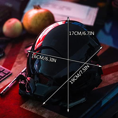 SUIZU Cyberpunk mask for Men, Halloween mask, Cosplay mask, Perfect for parties, music festival accessories, punk masks with lights. Rainproof, anti-fog lenses.Adjustable elastic band design, suitable for any adult.