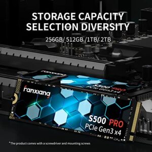 fanxiang S500 Pro 256GB NVMe SSD M.2 PCIe Gen3x4 2280 Internal Solid State Drive, Graphene Cooling Sticker, SLC Cache 3D NAND TLC, Up to 2800MB/s, Compatible with Laptop and PC Desktops(Black)