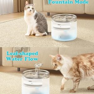 NPET WF100 Cat Water Fountain, 54oz/1.6L Automatic Pet Fountain Cat Water Dispenser with 2 Flow Modes, Light Quiet Pump for Cats (Adapter Not Included)