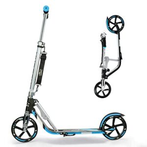 hudora scooter for kids ages 6-12 - scooter for kids 8 years and up, scooters for teens 12 years and up, adult scooter with big wheels, lightweight durable all-aluminum frame scooter