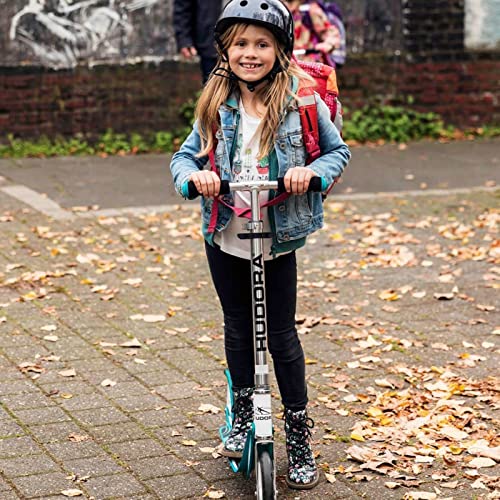 HUDORA Scooter for Kids Ages 6-12 - Scooter for Kids 8 Years and Up, Scooters for Teens 12 Years and Up, Adult Scooter with Big Wheels, Lightweight Durable All-Aluminum Frame Scooter