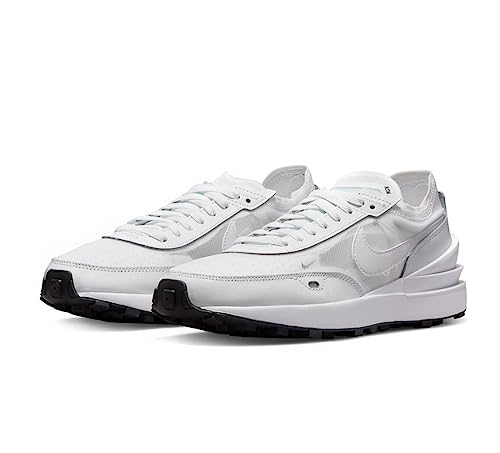 Nike Womens Waffle One Leather Textile White White Black Trainers 9.5 US