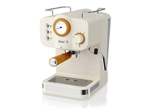 salton swan nordic espresso machine with milk frother, 1.2l tank, matte cotton white