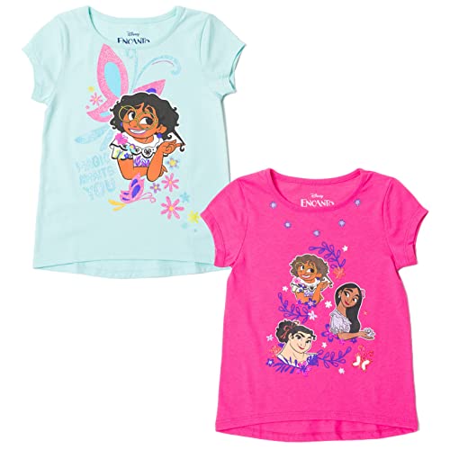 Disney Encanto Mirabel Luisa Isabela Little Girls 2 Pack T-Shirts Pink/Blue 7-8