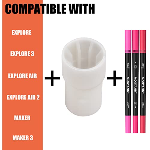 3 Packs Pens Adapter Compatible with Cricut(Explore Air, Explore Air 2,Explore Air 3, Maker and Maker 3), Pen Adapter Compatible with Mogyann Dual Tip Markers(Only for Fine Tip)