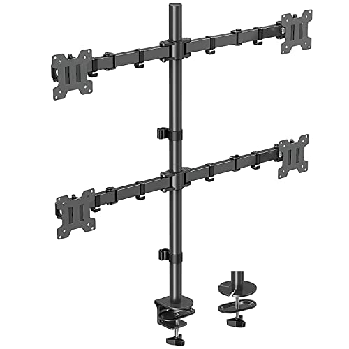 MOUNTUP Quad Monitor Stand, 4 Monitor Desk Mount for 13 to 32 inch Computer Screens, Fully Adjustable Stacked Mount with Tilt Swivel, Four Heavy Duty Monitor Mount, Holds up to 17.6lbs per Arm, MU3007