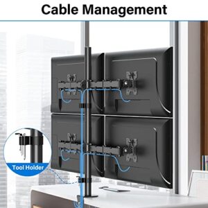 MOUNTUP Quad Monitor Stand, 4 Monitor Desk Mount for 13 to 32 inch Computer Screens, Fully Adjustable Stacked Mount with Tilt Swivel, Four Heavy Duty Monitor Mount, Holds up to 17.6lbs per Arm, MU3007