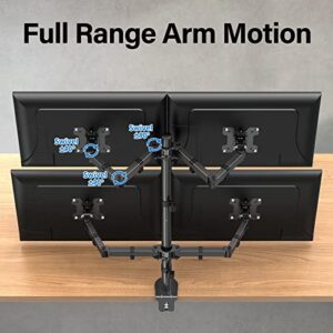 MOUNTUP Quad Monitor Stand, 4 Monitor Desk Mount for 13 to 32 inch Computer Screens, Fully Adjustable Stacked Mount with Tilt Swivel, Four Heavy Duty Monitor Mount, Holds up to 17.6lbs per Arm, MU3007