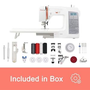 Poolin Computerized Self Threading Sewing Machine - 293 Stitches Applications with Social Media Video Tutorials, Include 7 Presser feet, Double Needle, 3 Bobbins & Threads, EOC2720