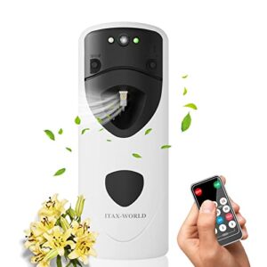 itax-world automatic air freshener spray dispenser with remote programmable fragrance dispenser fit for spray refills | wall mount aerosol dispenser spray holder for home bathroom commercial place