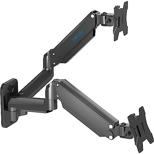 BONTEC Monitor Wall Mount Bracket for 13-27" Screens up to 17.6 lbs, Fully Adjustable Gas Spring Monitor Arm, Ergonomic Height Adjustable, Tilt Swivel & Rotate, VESA 75x75, 100x100 mm