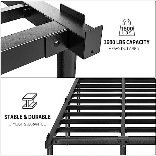 HAAGEEP Metal Bed Frame Queen Size - 20 Inch Platform Bed Frames No Box Spring Needed Tall Black Bedframe Heavy Duty