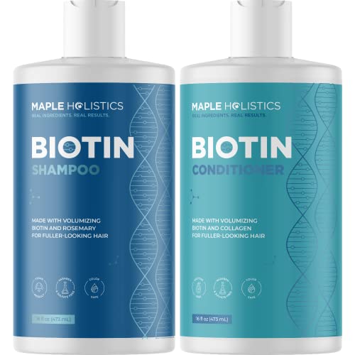 Volumizing Biotin Shampoo and Conditioner Set - Sulfate Free for Dry Damaged Hair and Scalp Care - Volumizing Shampoo for Thinning Hair with Jojoba and Argan Oil for Hair Care