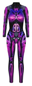 feoya skeleton skull costume halloween cosplay jumper for women jumpsuit purple robot jumpsuit xl