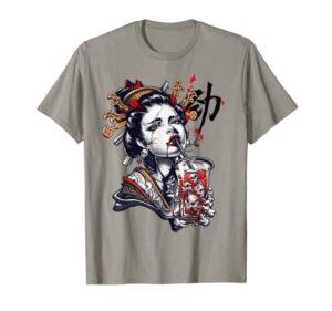 japanese geisha girl vaporwave cyberpunk popart urban style t-shirt