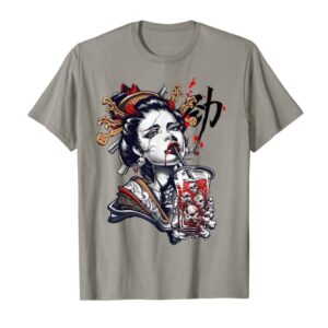 Japanese Geisha Girl Vaporwave Cyberpunk Popart Urban Style T-Shirt