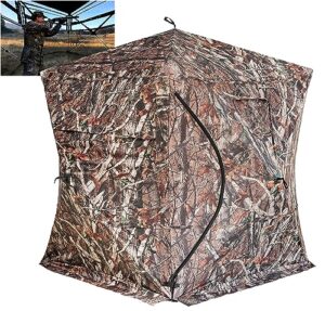 rodanny hunting blind, 270 degree see-through ground blind 2-3 person, pop-up & portable durable hunting blind with carry bag, for deer & turkey hunting