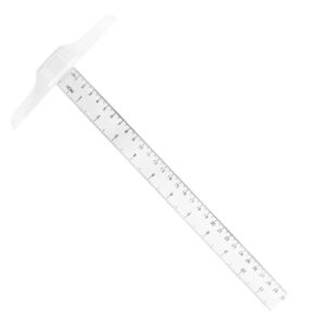 bokwin 12 inch/ 30 cm junior t-square plastic transparent t-ruler，drafting t square inch metric t-square measuring scale ruler for art framing and drafting