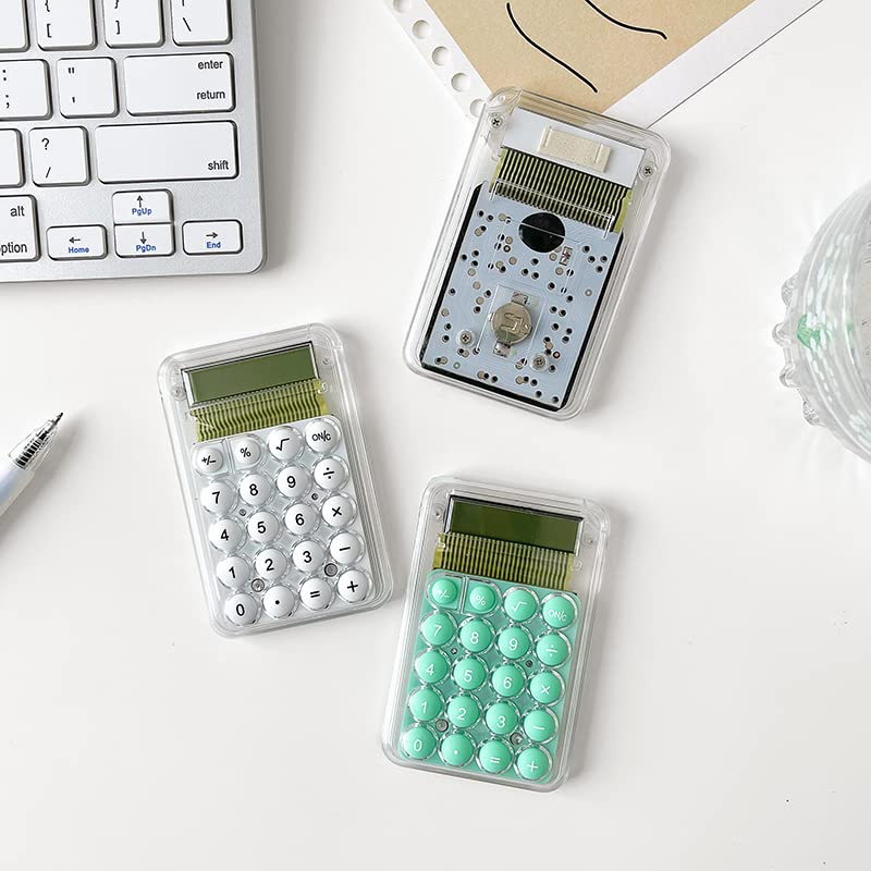 Mini Cute Calculator Kawaii Calculator Transparent Calculator Portable Pocket Calculator for Students and Kids (Green)