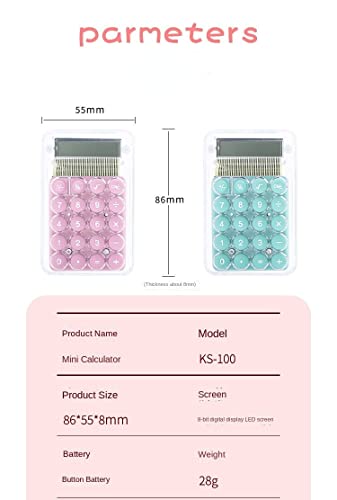 Mini Cute Calculator Kawaii Calculator Transparent Calculator Portable Pocket Calculator for Students and Kids (Green)