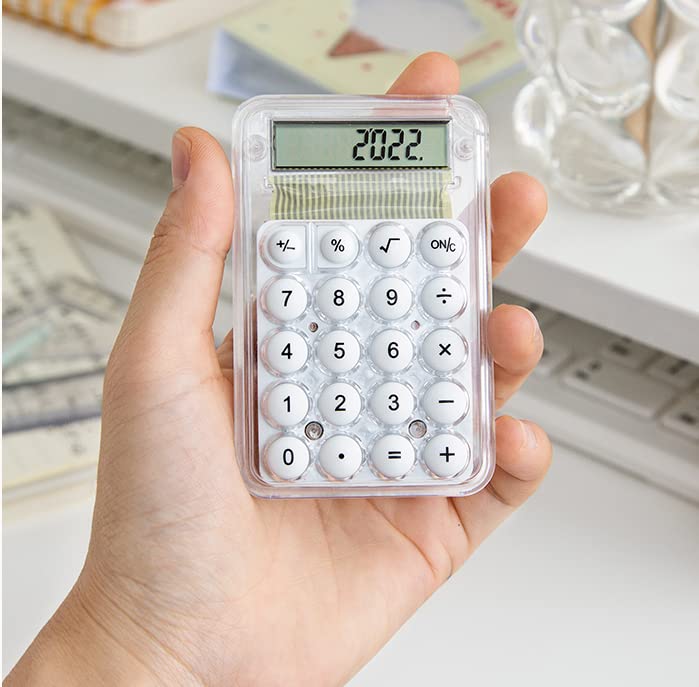 Mini Cute Calculator Kawaii Calculator Transparent Calculator Portable Pocket Calculator for Students and Kids (Green)