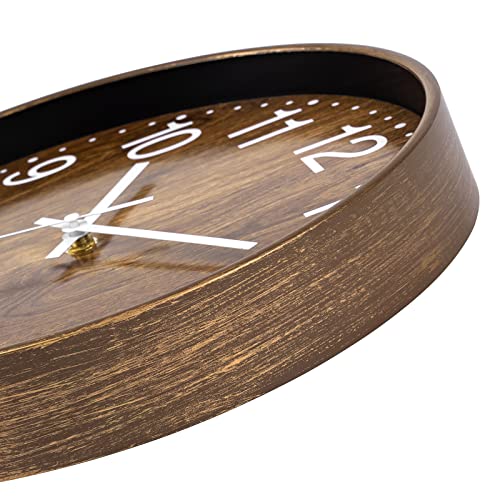 Lumuasky Wood Wall Clock, 12 Inch Silent Non-Ticking Battery Operated Round Clock for Living Room Bedroom Kitchen Home Office