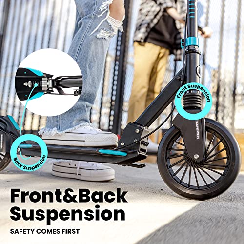Aero A230 Adult Kick Scooter for Teens 12 or 14 Years and up, Adults Scooters with Disc Brake, Rubber Mat, Double Shock Absorption, ABEC-7 Bearing, Max 250 lbs, Foldable and Height Adjustable