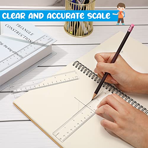 56 Pcs Rulers Bulk for Classroom Office Mini Ruler Plastic Drafting Ruler Measuring Tool Standard Scale Metric Ruler with Centimeters and Inches for Student School (Clear, 6 Inch)